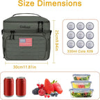Portable Insulated Cooler Bag, Leakproof Soft-Sided Lunch Bag,8mm Insulation Keeps Cool 16+ for Camping, Beach, Picnics