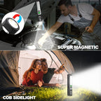 Rechargeable Flashlights High Lumens - Super Bright Small Pocket Magnetic Flashlight, 8 Modes LED Tactical Flash Light, Dual Button Powerful Work Light for Car,Home,Camping,Emergency (2, Pure Black)