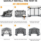 COBIZI 12x12 FT Pop Up Canopy Stargazing Tent, Gazebos On Clearance with Removable Roof,Instant Screened in Gazebo, Screen Tents Portable carpas para Patio for Outdoor Camping,Backyard, Garden,Gray