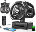 Dual Head Portable Rechargeable Fan 20000mAh Battery Powered Fan Camping Cordless with 360° Air Delivery, LED Lantern & Remote, Auto Oscillation, Battery Operated for Tent Office Travel Picnic Jobsite