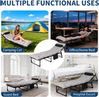 Folding Camping Cot for Adults, Sleeping Cot with Removable Thick Mattress Portable Foldable Camping Bed with Carry Bag 400LBS Max Load for Travel Tent Day Bed Outdoor Home Guest Office Nap
