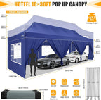 HOTEEL 10x30 Heavy Duty Pop Up Canopy Tent with Sidewalls, Tents for Parties Commercial Party Tent Event Wedding Instant Canopy Waterproof with Carry Bag, UV 50+, Thicked Hexagonal Legs, Deep Blue