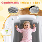 Inflatable Kids Travel Bed - Portable Comfortable Air Mattress with 3 Sides Safety Bumpers - Blow Up Bed for Camping & Travel (53 Inches)