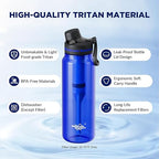 Filtered Water Bottle, Membrane Solutions C3 Water Bottle Filter with Replaceable ACFX2 Filter Cartridge, Portable Water Filter 36oz BPA-Free for Travel, Hiking & Camping Drinking use(Blue)