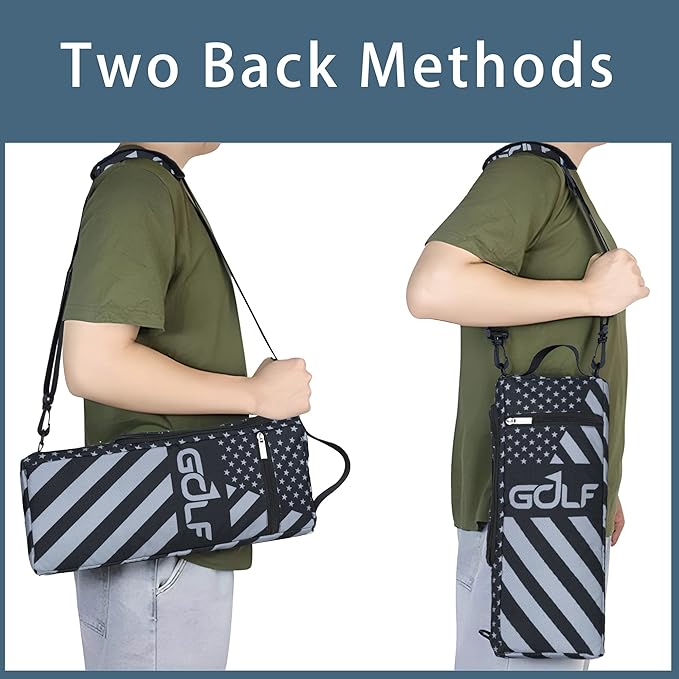 Golf Cooler Bag Plus Ice Pack Soft Sided Insulated Cooler Bag- Holds 6 Pack of Cans or 2 Wine Bottles - Grey Camo Golf Beer Sleeve Black Fits Discreetly in Golf Bags