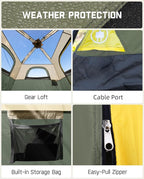 FanttikOutdoor Camping Tent 4/6/8/10 Person Instant Cabin Tent Setup in 60 Seconds with Rainfly & Windproof Portable with Carry Bag for Family Camping & Hiking, Upgraded Ventilation