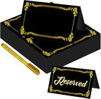 100 Pcs Black Place Cards and Gold Pen for Weddings, Name Cards with Gold Foil Border for Table Setting Folded Table Tents Sign for Buffet Banquet Parties Events Celebrations