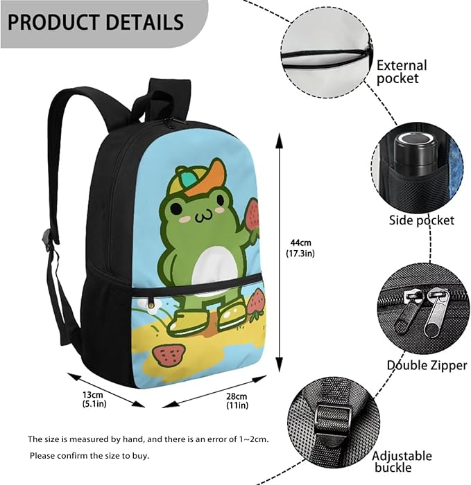 School Backpack for Boys 4 Pcs Kids Backpack with Water Bottle Bag Large Capacity Pencil Case Frog Schoolbag for Travel Camping Kindergarten Elementary Middle Backpacks for Back to School