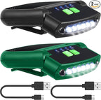 Mudder LED Clip on Cap Lights USB Rechargeable Cap Flashlight Clip Waterproof Ultra Bright Hat Flashlight Headlamp for Fishing Camping Hand Work
