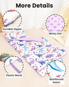 Primlect Toddler Thickened Foam Nap Mat with Pillow, Extra Large 55"x35", Soft, Supportive Sleeping Bag with Detachable, Washable Cover, for Sleepover, Home, Travel, Boys and Girls