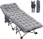 H&ZT Adults Patio Chaise with Mattress, Outdoors Portable Bed Frame for Adults