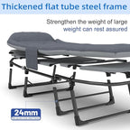 Camping Cot with Mattress, No Assembly Required Heavy Duty Folding Camping Cot for Adults, 550 Lbs Capacity Adjustable Portable Sleeping Bed for Indoor, Outdoor & Patio Use (L''75)