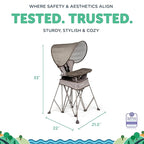 Baby Delight Go with Me Uplift Deluxe Portable High Chair | Travel High Chair | Sun Canopy | Indoor and Outdoor | Sandstone