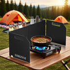 Camping Stove Windscreen, Lightweight Foldable Outdoor Wind Blocker Gas Stove Windshield Wind Screen Wind Guard for Camping Stove, Glamping, Black