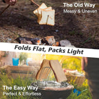 Folding Camping Toaster for Gas Stove Top – Stainless Steel 4-Slice Camp Stove Toaster Rack Holder – Portable Outdoor Bread Toaster for Camping, RV, Hiking & Picnic (Includes Tongs)