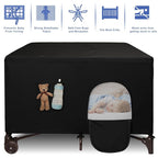 Dofilachy Blackout Cover for Pack N Play - Crib Blackout Cover Tent - Canopy Cover - Breathable Travel Crib Tent - Portable Stretchy Blackout Tent(Pocket)