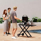 Bonnlo Foldable Flat Top Grill with 2 Burner & Lid, Powerful 20,000 BTU Propane Gas Grills with Ignition, Enamel Griddle, Side Shelf & Portable Cart with Wheels for Outdoor Camping Hibachi Grill Use