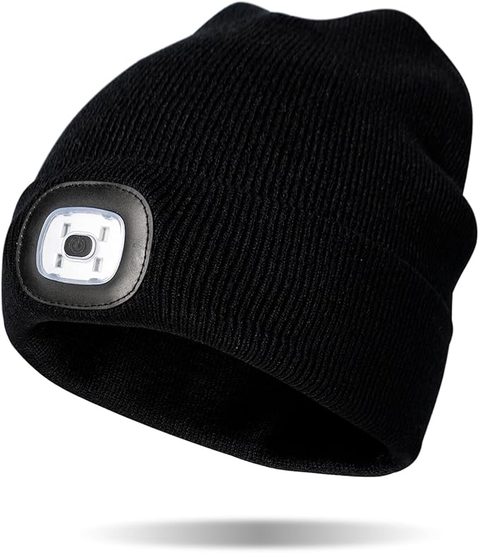 Classic Rechargeable LED Warm Knit Beanie Head Light Hat Headlamp for Outdoor Activities