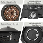 Portable Propane Fire Pit, 20 Inch Smokeless Gas Fire Pit Bowl for Outside, 60,000 BTU Outdoor Firepit with Grill Grate & Lid for Camping, Patio, Yard, Garden