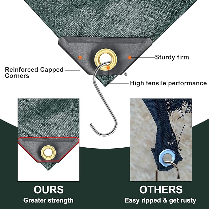 Tarp 12x20 Feet, 16 Mil Large Waterproof Tarps Heavy Duty with Brass Grommets, Thick Plastic Tarp, UV Resistant Tear&Fade Resistant, Reinforced Edges for Outdoor Pool Car Camp Tent