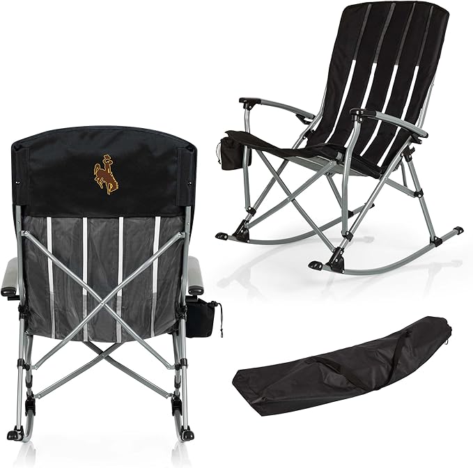 Picnic TIME NCAA Unisex-Adult NCAA Outdoor Rocking Camp Chair, XL Heavy Duty Camping Chair for Adults