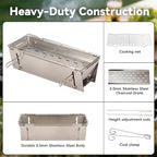 TADA Small Foldable Portable Charcoal Grill Heavy Duty Stainless Steel BBQ Grill for Outdoor Camping Picnic Beach