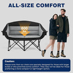 apollo walker Oversized Double Camping Chair for 2 Person - Extra Wide & Heavy Duty 600lbs Camp Couch with Dual Cup Holder & Carry Bag, Camping Loveseat for Outdoor, Lawn, Beach, Park