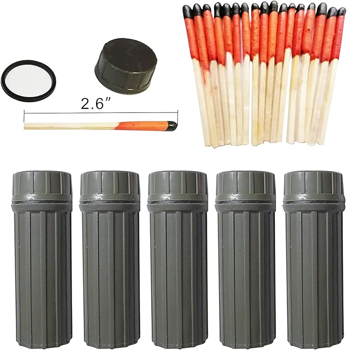 Emergency Fire Starter | Windproof & Waterproof Storm Matches with Waterproof Case & Wax Rope | Survival Gear for Camping, Hiking, Bushcraft, Outdoor Survival