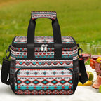 Leakproof Reusable Insulated Cooler Lunch Bag Ethnic Aztec Geometric Picnic Lunch Box for Women Men Cooler Tote Office Work Camping Beach 24 Can 15L