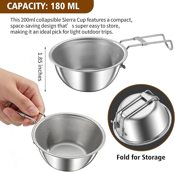11Pcs Camping Cookware Set，Portable Camping Essentials with Accessories，Stainless Steel Lightweight Nonstick Pots、Pans、Bowls and Utensils for Backpacking RV Tailgating Cooking and Outdoor Cooking