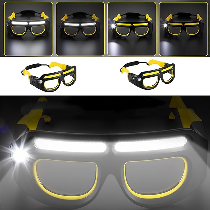HISKI Rechargeable LED Headlight Glasses with Motion Sensor,LED Glasses Rechargeable Headlight Glasse with Motion Sensor & Touch Control