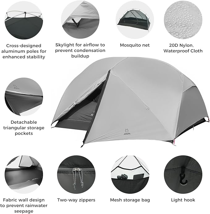 ATEPA Voyage 1-2 Person Backpacking Tent, 4 Season Ultralight Camping Tent, 4000mm Waterproof Double Layer Cold Wearther Easy Set Up Tent for Family Camp Hiking Hunting Outdoor Mountaineering Travel