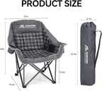 2 Pack Camping Chairs Oversized Padded Camping Chair Heavy-Duty Foldable Camping Chairs with Cup Holder and Cooler Bag Portable Lawn Chair for Sports Outdoors-Support 450LBS, Grey