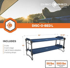 Disc-O-Bed Large Outdoor Convertible 2 Person Bench and Double Camping Cot Portable Bed Bunk System for Adults, Navy