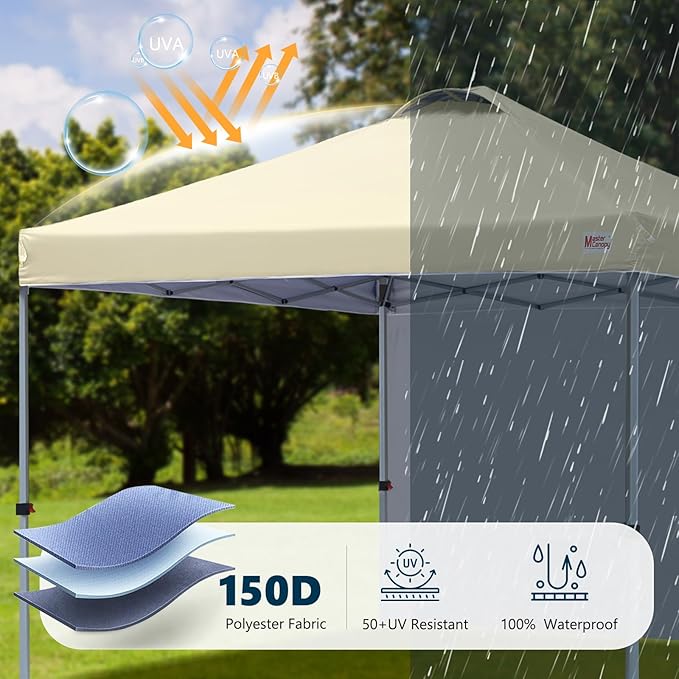 MASTERCANOPY Durable Pop-up Canopy Tent with 1 Sidewall (10'x10',Beige)