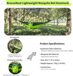 Camping Hammock with Mosquito Net, Lightweight Double Hammock for 2 Person, 210T Parachute Nylon Portable Sleeping Hammock with Tree Straps & Aluminum Carabiners, for Hiking Backpacking Outdoor Travel