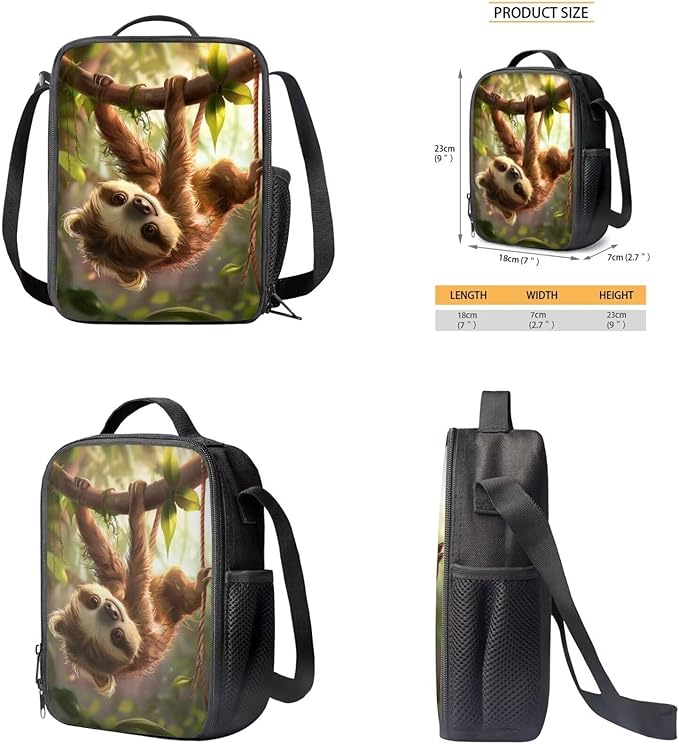 Sloth Backpack for Kindergarten Boys Kids School Backpack with Lunch Box Pencil Case 3 in 1 Rucksack Set for Elementary Primary School Book Bag