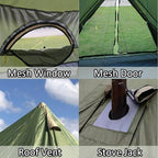Backpacking Bell Tent with Top Stove Jack for All Year Living, 300D Oxford Waterproof Yurt Tents House for Camping Glamping, Parties, Outdoor Events-13/16.4FT