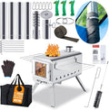 CHANGE MOORE Hot Tent Stove, Secondary Burn Design - Improve Combustion Efficiency, Portable Wood Burning Tent Stove w/Chimney Pipe & Anti-scalding Cloth, for Outdoor Camping, Hunting, Ice Fishing