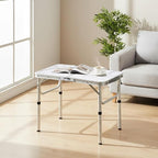Small Folding Camping Table, 2ft Portable Table with 3 Adjustable Heights, Aluminum Lightweight Foldable Picnic Table with Mesh Layer and Extension Legs for RV, BBQ and Indoor