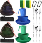 Scout Camping Mess Kit for Person Boy Scout Dishes Set Girl Scout Mess Kit with Mesh Bag Reusable Light Weight Eating Utensils Plastic Camping Cutlery Set for Travel Camp