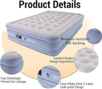 Queen Air Mattress Bed with Built in Pump,16 Inches High Queen Airbed Inflatable Mattress,Comfort Thickened Blow Up Air Mattress,Travel Sleeping Pad for Guests Home(Queen Size)
