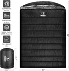 Double Sleeping Bag for Adults Cold Weather Queen Size 2 Person Waterproof Sleeping Bag, Perfect for Couples Family Camping or RV Traveling & Bedding