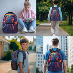 Elephant Backpack with Lunch Bag Animal Backpack for Kids Lightweight Portable Kids Bookbag and Lunch Box Set Boys 4 in 1 School Bag for Boys 7-8 Travel Daypack Camping Outdoor