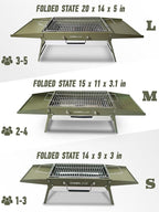 Charmline 15x11 inches Portable Charcoal Grill, Compact Portable BBQ Grill, Tabletop Charcoal Grills for Camping, Picnics, Gardens and Beach Parties, Green