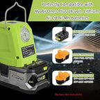 Battery Adapter for Ryobi 18volt One+ P107 P108 Li-ion Battery,Portable Power Source Converter with Dual USB Phone Charge Port,420LM Flashlight LED Work Light with Hook,Outdoor Lantern Camping Lamp