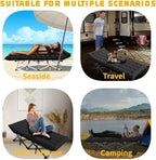 Oversized XXL Folding Camping Cot W/Mat for Adults,Heavy Duty Outdoor Bed with Carry Bag1200 D Layer Oxford Portable Travel Camp Cots Extra Wide Sleeping Cots (Black With Comfortable Mattress)