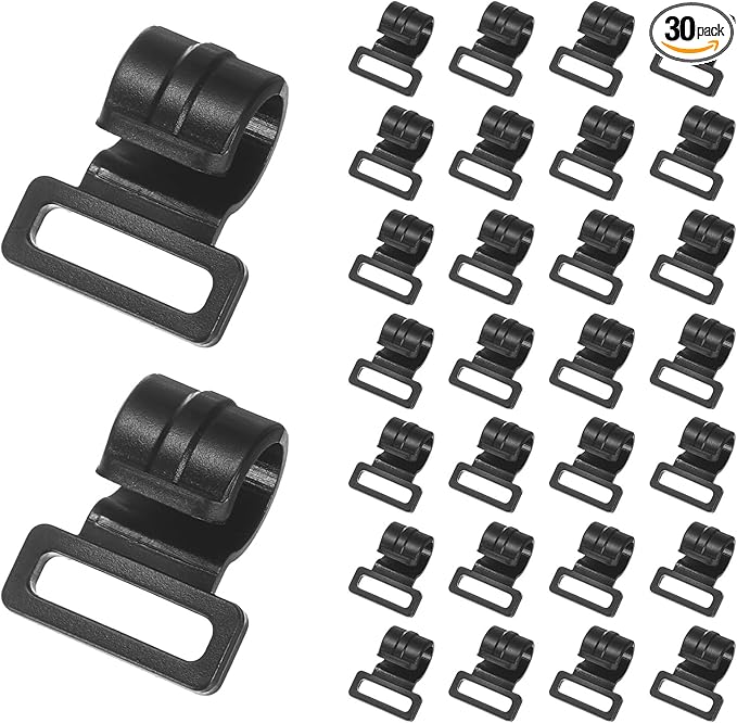0.47IN Tent Pole Clips [30PCS] - C-Shaped Clamp Use for Camping & Awning Tent & Canopies Poles - [POM Plastic] Tent Pole Attachment Clips Webbing Strap Clamp