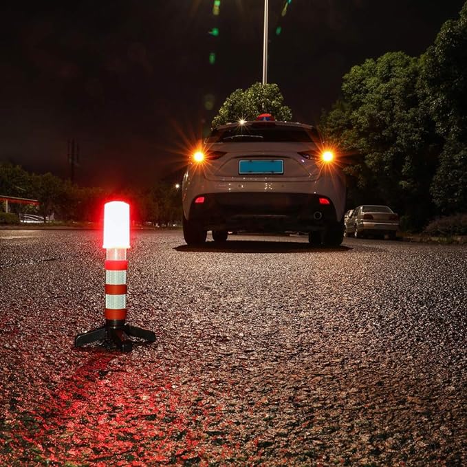 Twinkle Star Emergency Roadside Flares Kit LED Safety Strobe Road Warning Light Highway Beacon Alert Flare with Magnetic Base, Detachable Stand, Solid Storage Case (Set of 2)