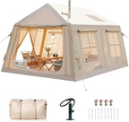Inflatable Tents for Camping, Blow Up Tent with Hand Pump, Easy Setup Inflatable Hot Tent with Stove Jack, Waterproof Oxford Air Glamping Tents for Camping Adult 4 Person Upgrade Version